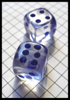 Dice : Dice - 6D Pipped - Clear Acrylic Rounded Corners With Blue Pips